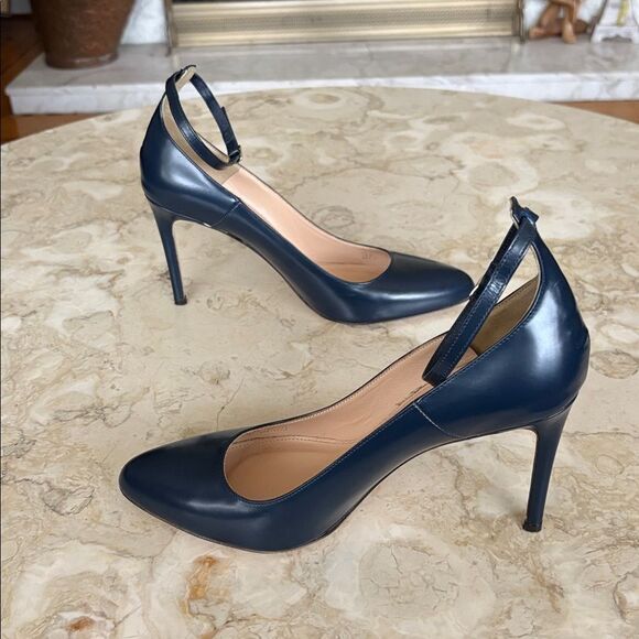J. Crew Glossy Leather Stiletto Pumps Heels with Ankle Straps - Picture 6 of 15